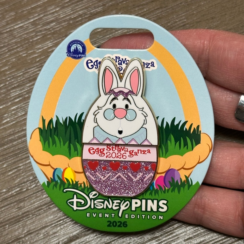 Disney Epcot 2026 Eggstravaganza Easter White Rabbit Event Edition Slider Pin